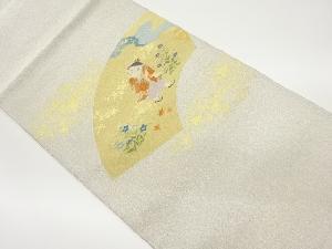 地紙に秋草・荒波模様織出し袋帯